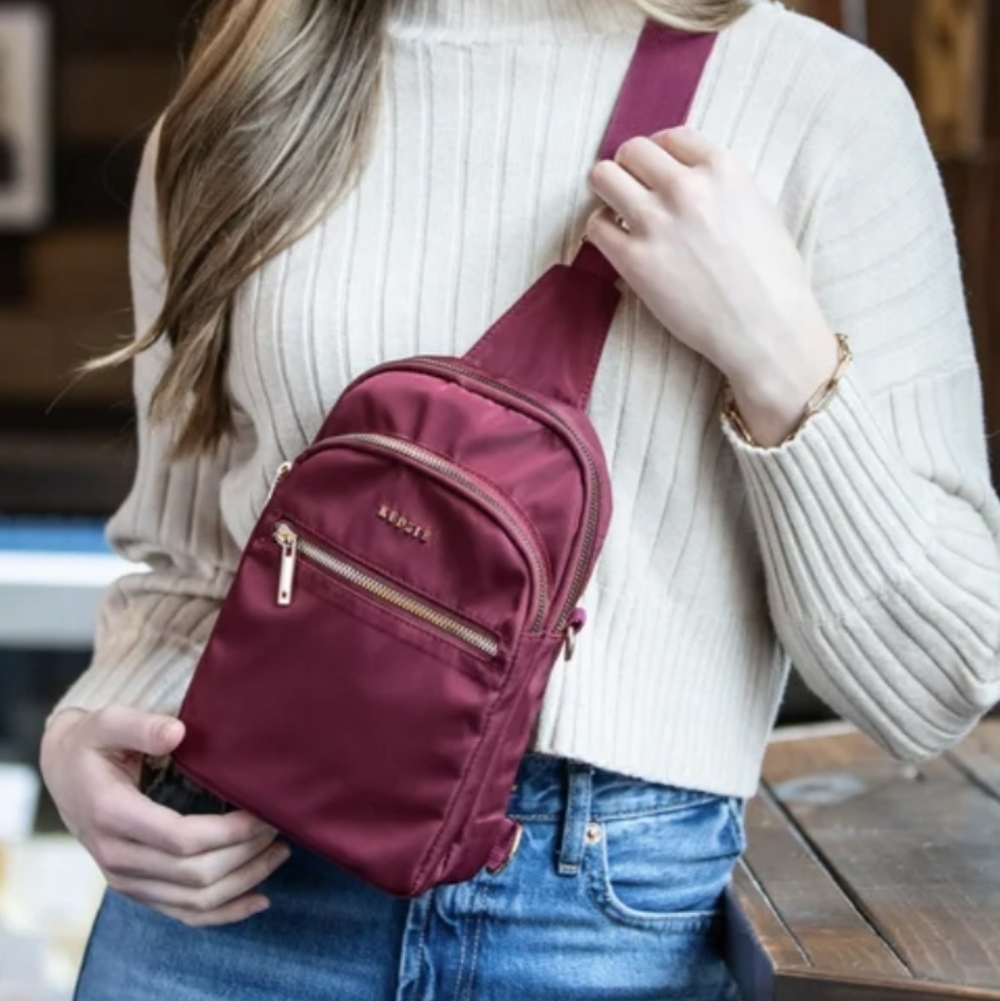 Kedzie Burgundy Roundtrip Convertible Crossbody Bag - Picture 4 of 12